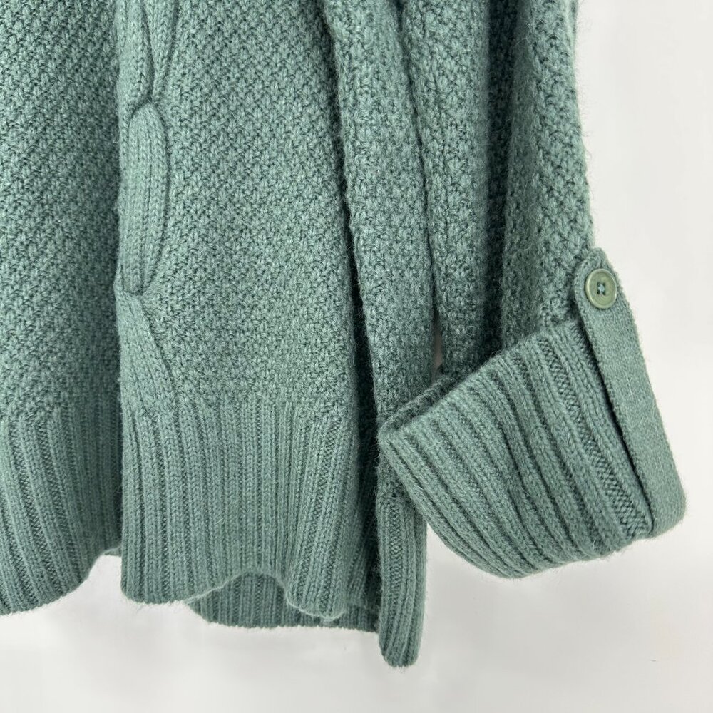 Talbots Cowl Neck Tunic Sweater XL Cable Knit Wool Alpaca Green - Picture 5 of 7